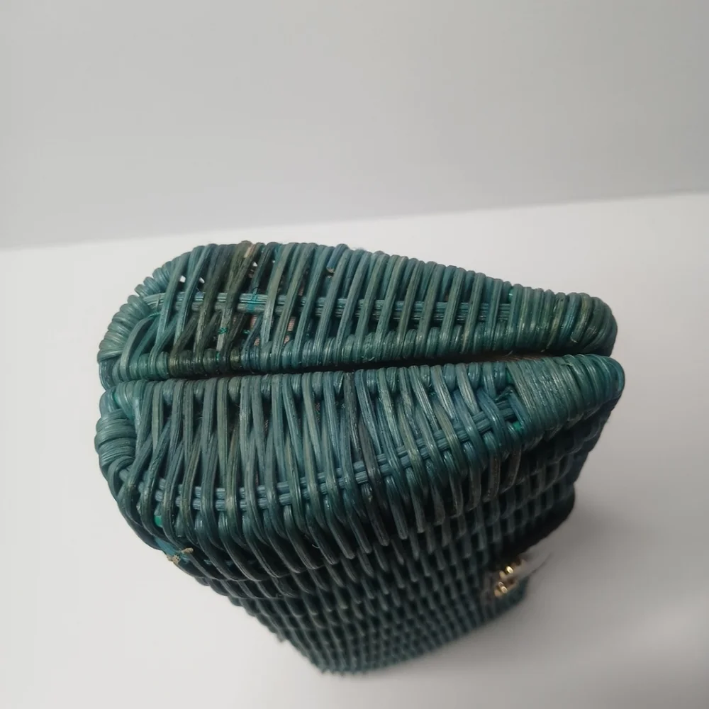 J. Crew Havana‎ wicker straw clutch Green purse